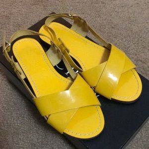 Yellow leather J crew sandals